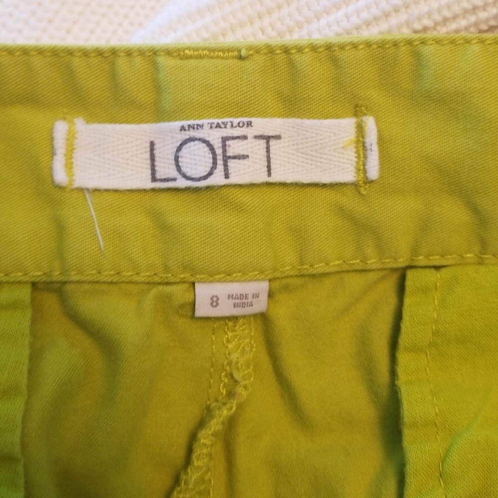 Loft Sz 8 Shorts 100% Cotton Lime Green VGUC - Picture 2 of 4